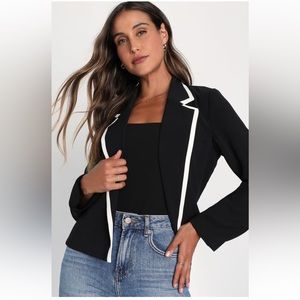 Black blazer with white trim